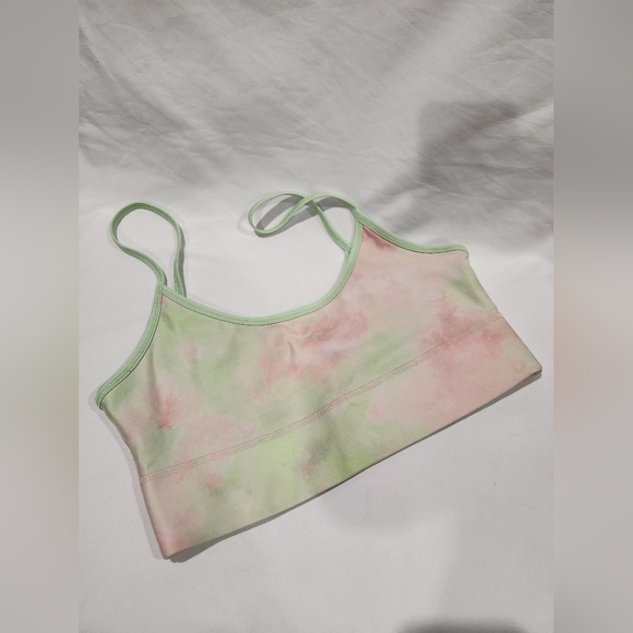 Fabletics Green and Pink Tie-Dye Activewear Set. Leggings NWT, bralette Like New - Picture 2 of 7